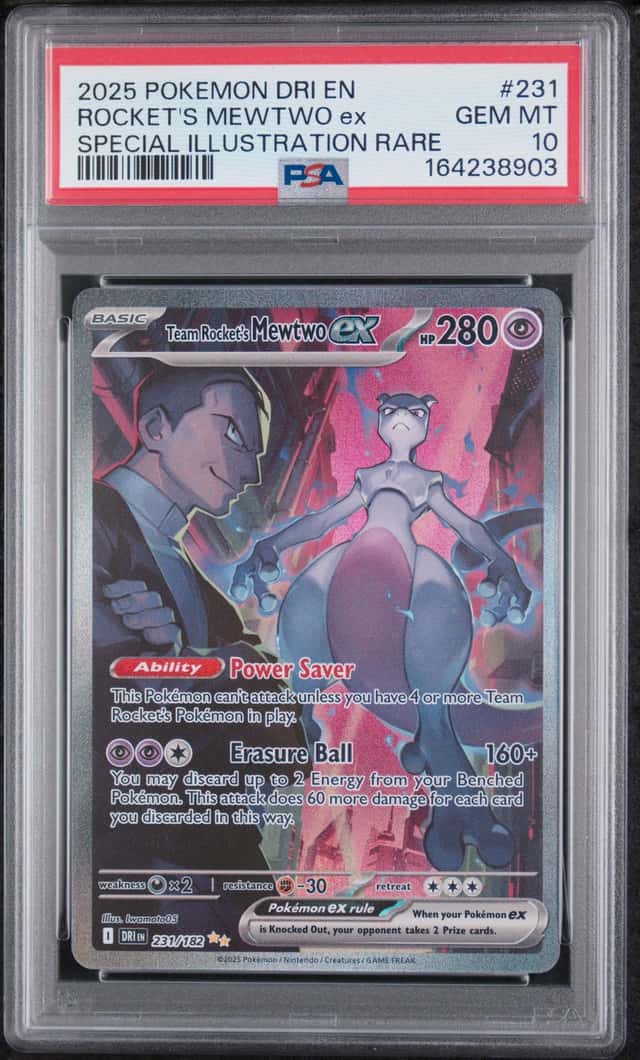 2025 Pokemon Destined Rivals Team Rocket's Mewtwo ex #231/182 PSA 10 GEM MINT