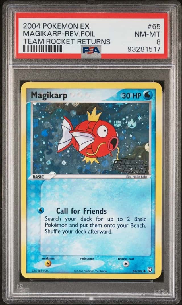 2004 POKEMON EX TEAM ROCKET RETURNS #65 MAGIKARP-REVERSE FOIL PSA 8
