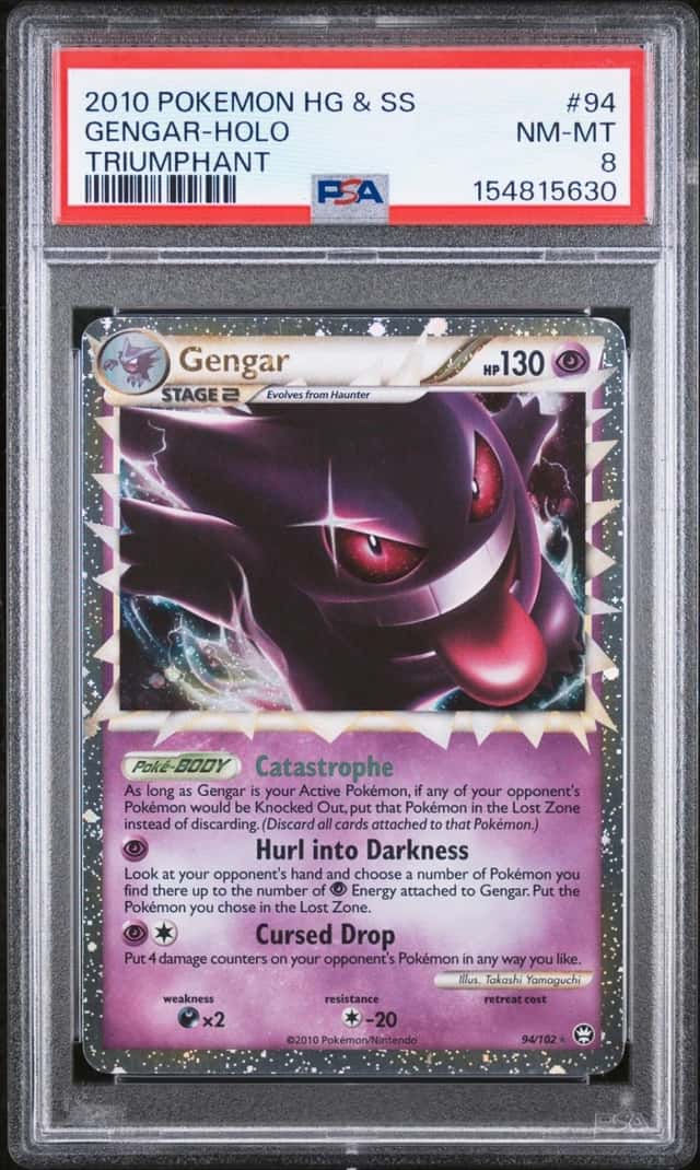 2010 POKEMON HEARTGOLD & SOULSILVER TRIUMPHANT #94 GENGAR-HOLO PSA 8
