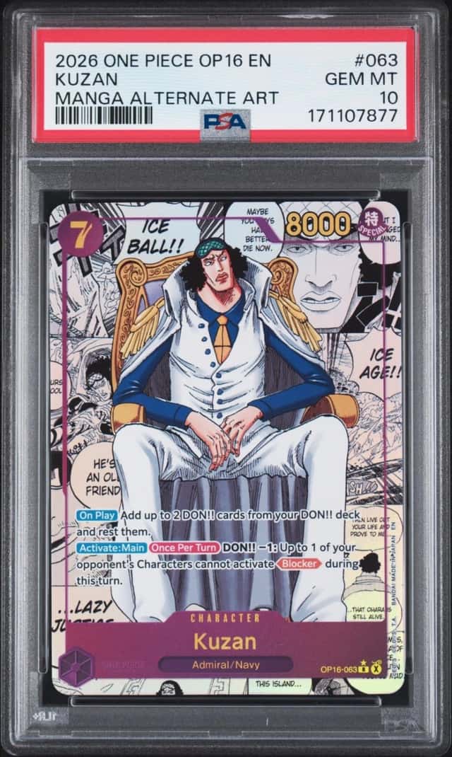 One Piece Kuzan Op16-The Time Of Battle 063 Manga Alternate Art PSA 10 Gem Mint