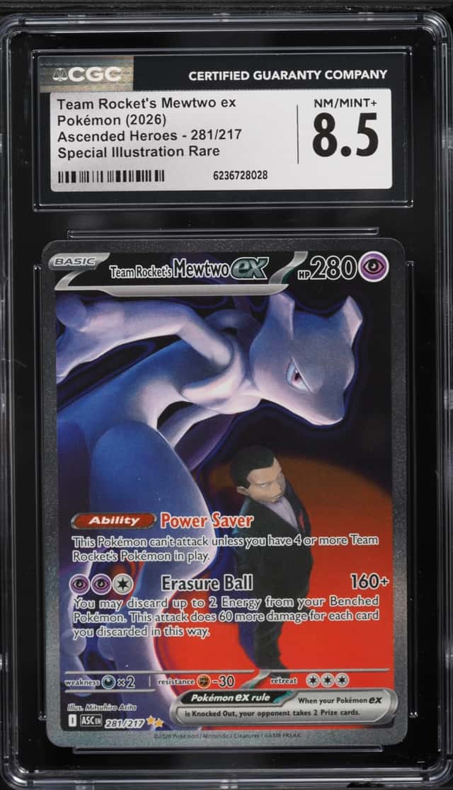 2026 Pokemon Mega Evolution Ascended Heroes SIR Team Rocket's Mewtwo Ex #281 CGC 8.5 NM-MT+