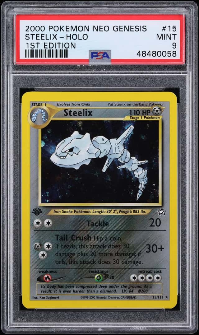 2000 Pokemon Neo Genesis 1st Edition Holo Steelix #15 PSA 9 MINT
