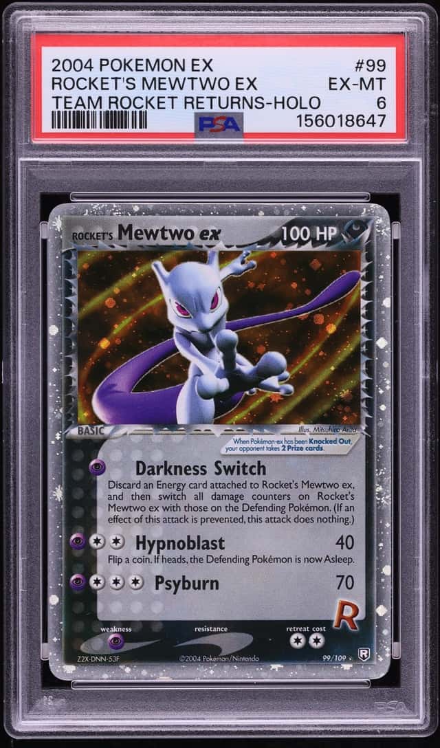 2004 Pokemon EX Team Rocket Returns Holo Rocket's Mewtwo EX #99 PSA 6 EXMT