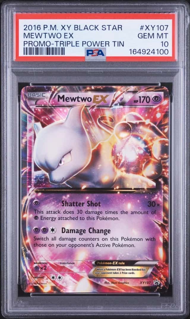 Pokemon Mewtwo EX Black Star Promo XY107 Triple Power Tin PSA 10 Gem Mint