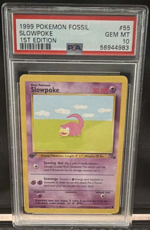 Pokémon 1999 Fossil Slowpoke 55/62 #55 1st Edition PSA 10 English