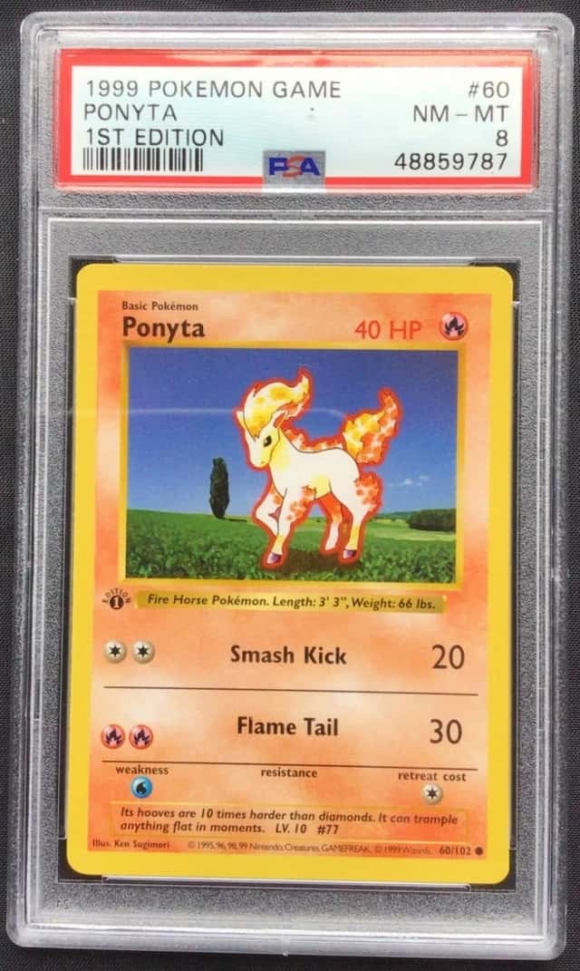 Pokemon: Base Set 1st Edition Common: Ponyta 60/102 PSA 8