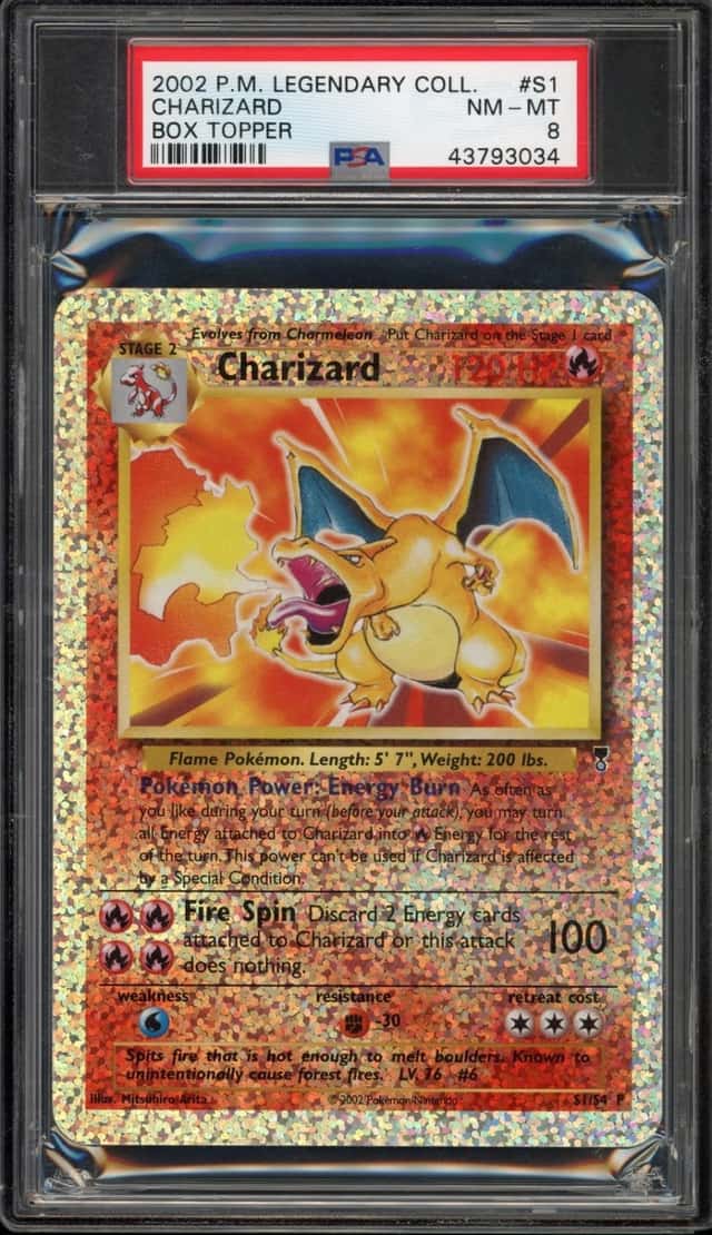 Pokemon Charizard Legendary Coll. Bx. Topper S1 PSA 8