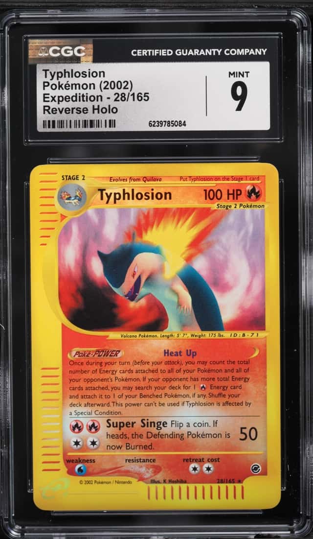2002 Pokemon Expedition Reverse Holo Typhlosion #28 CGC 9 MINT