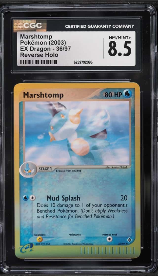2003 Pokemon EX Dragon Reverse Holo Marshtomp #36 CGC 8.5 NM-MT+