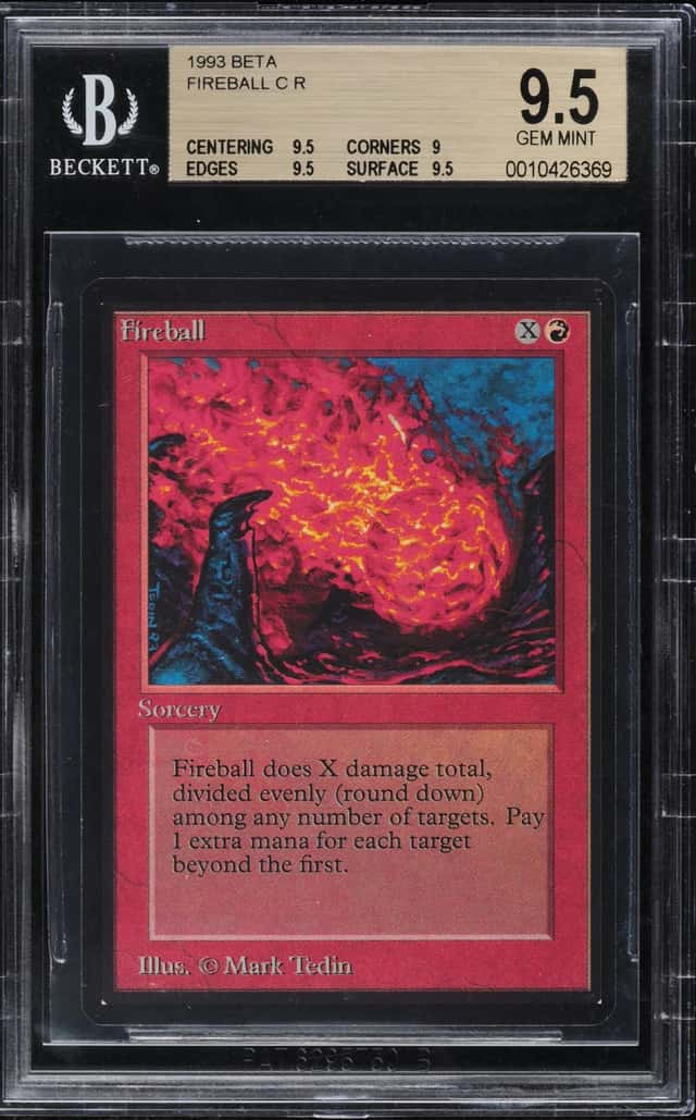 1993 Magic The Gathering MTG Beta Fireball BGS 9.5 GEM MINT