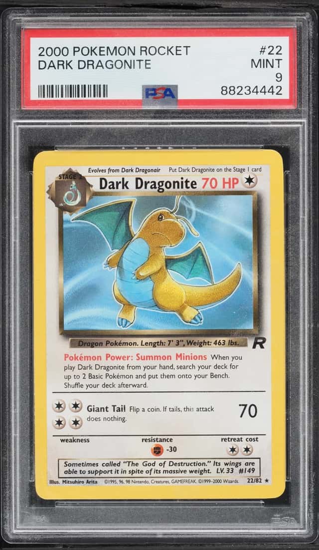 2000 Pokemon Team Rocket Dark Dragonite #22 PSA 9 MINT