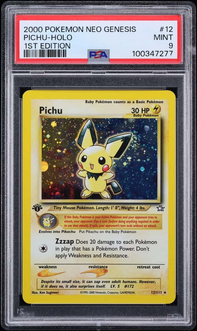 2000 Pokemon Neo Genesis 1st Edition Holo Pichu #12 PSA 9 MINT