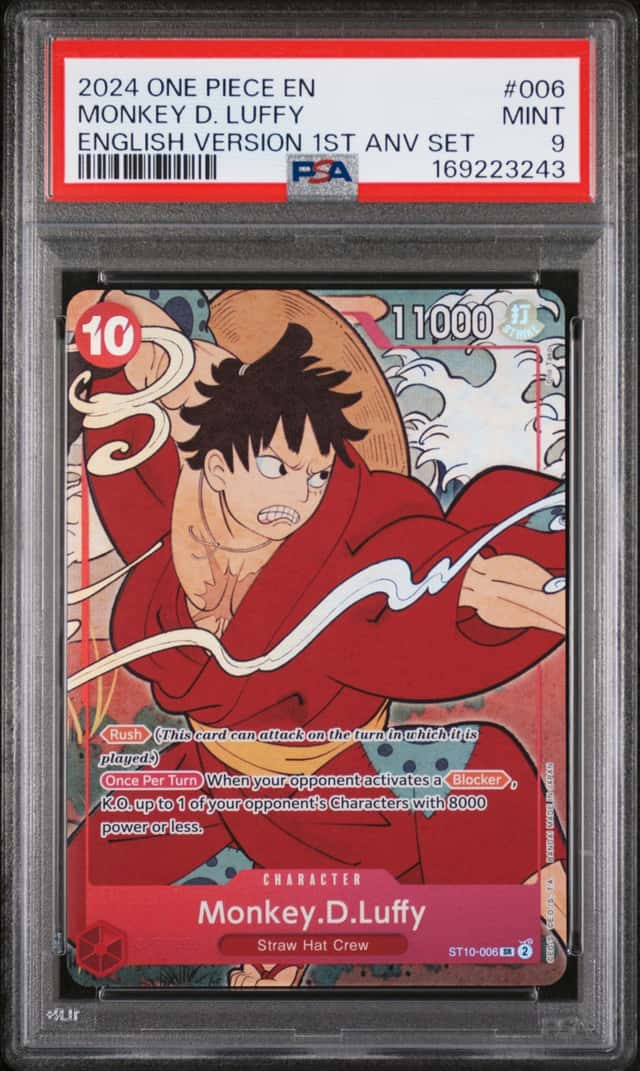 2024 ONE PIECE ENGLISH VERSION 1ST ANNIVERSARY SET #006 MONKEY D. LUFFY PSA 9