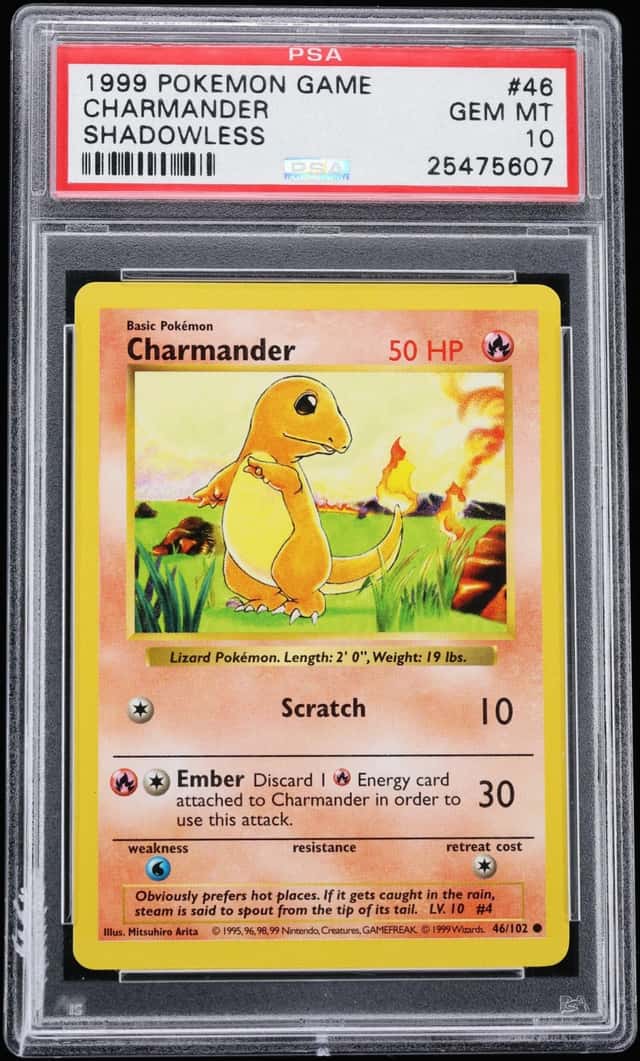 1999 Pokemon Base Set Shadowless Charmander #46 PSA 10 GEM MINT