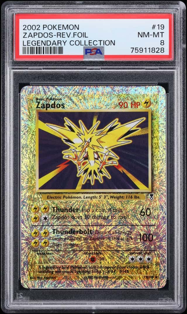 2002 Pokemon Legendary Collection Reverse Holo Zapdos #19 PSA 8 NM-MT