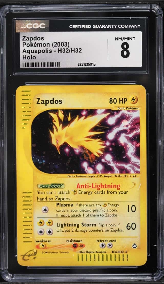 2003 Pokemon Aquapolis Holo Zapdos #H32 CGC 8 NM-MT