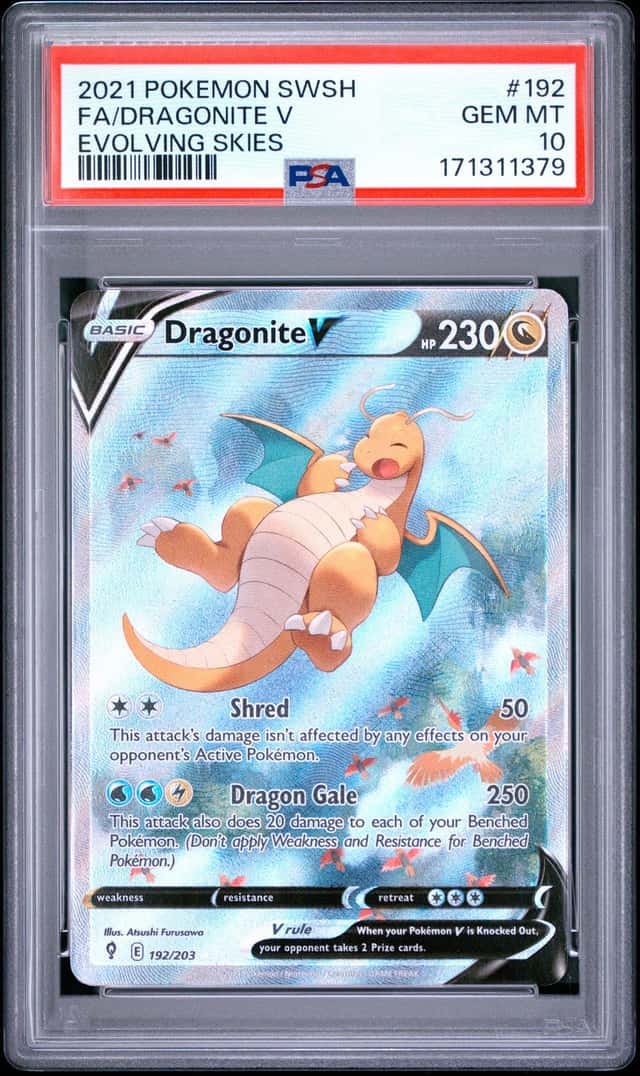 2021 Pokemon SWSH Evolving Skies #192 FA Dragonite V PSA 10 GEM MINT