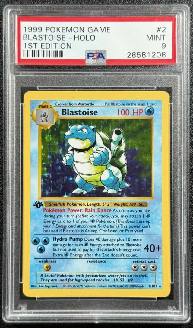 BLASTOISE HOLO PSA 9 1999 POKEMON 1ST EDITION #2/102 HOLO MINT 1208