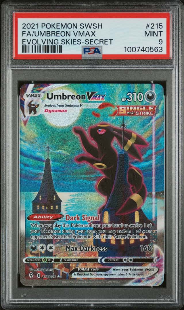 Pokemon Umbreon VMAX Alt Art Full Art Secret Rare Holo 215/203 PSA 9 Moonbreon