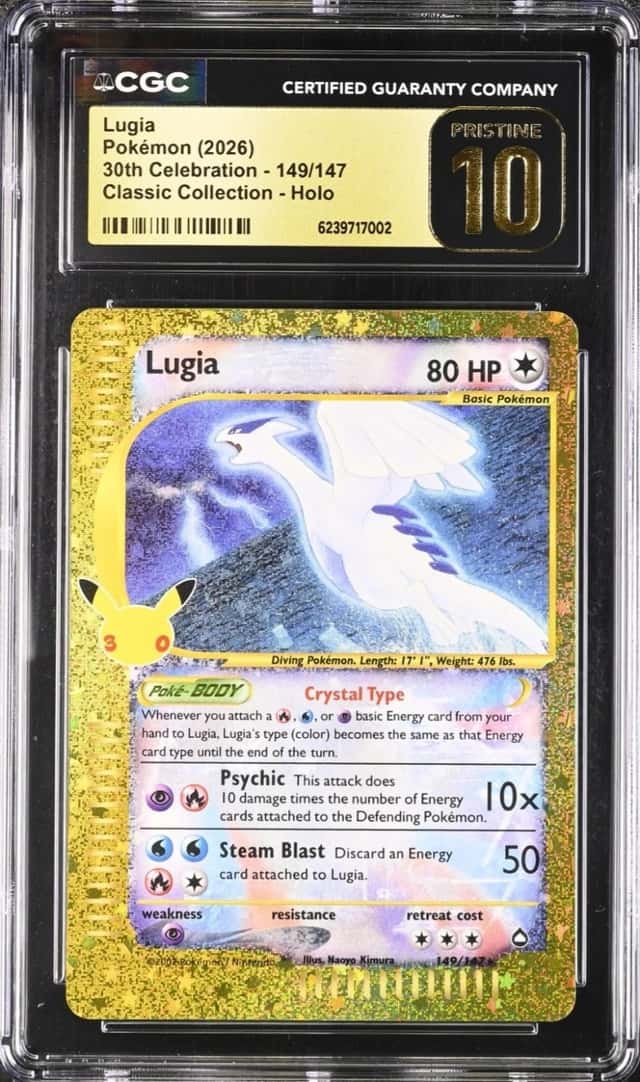 💎 Crystal Lugia CGC P10 Pokemon 30th Anniversary 149/147 Classic Collection
