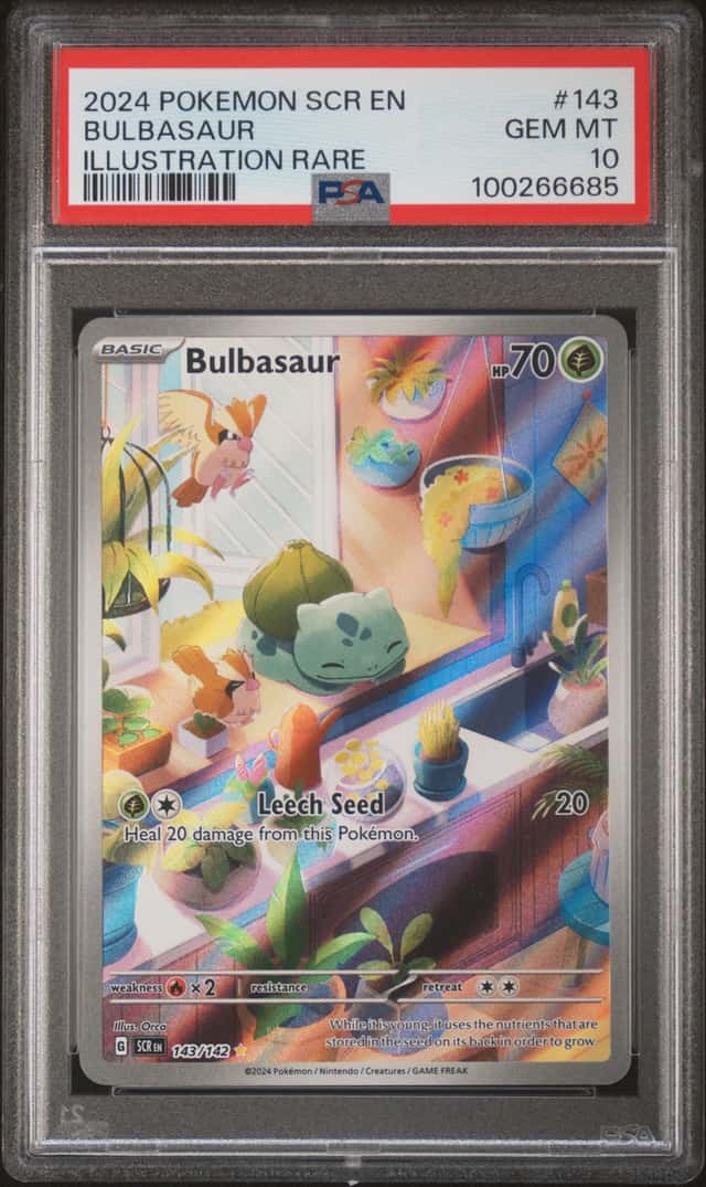 Pokemon 2024 Bulbasaur 143/142 Illustration Rare Stellar Crown GEM MINT PSA 10