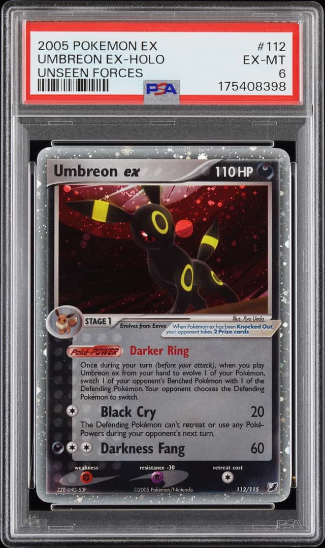 Pokemon 2005 Umbreon EX 112/115 Holo Ultra Rare EX Unseen Forces PSA 6