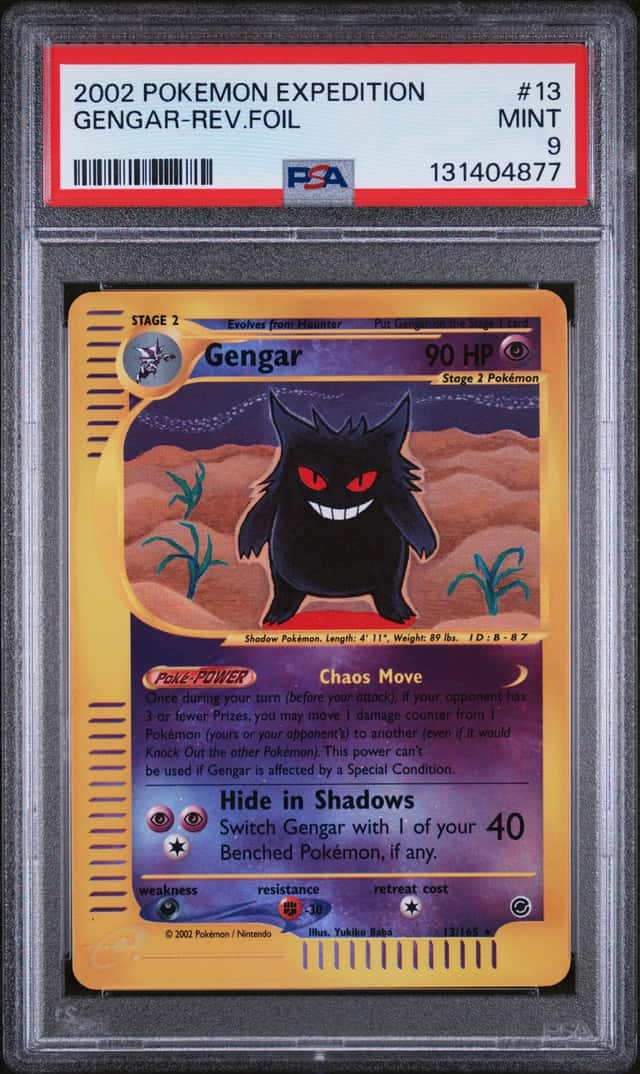 Pokemon 2002 Gengar 13/165 Reverse Foil Rare Holo Expedition PSA 9
