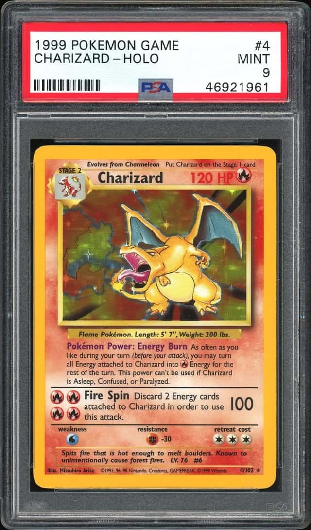 PSA 9 1999 WOTC Pokémon TCG Charizard Holo Base Set Unlimited Card 4/102