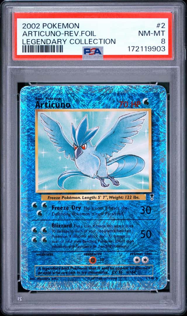 2002 Pokemon Legendary Collection #2 Articuno Reverse Foil PSA 8 NM-MT