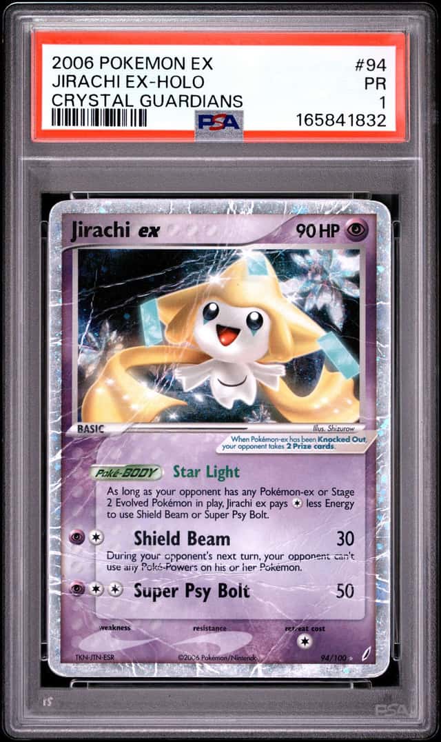 Pokemon 2006 Jirachi EX 94/100 Holo Crystal Guardians PSA 1