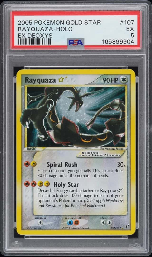 2005 POKEMON EX DEOXYS GOLD STAR #107 RAYQUAZA-HOLO PSA 5