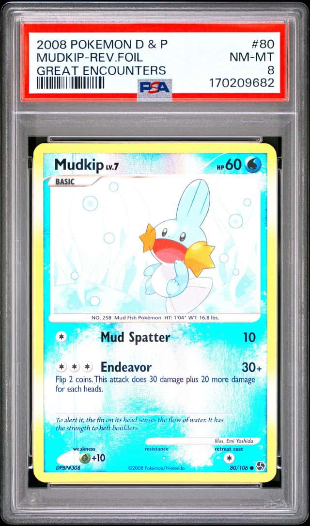 Pokemon Mudkip Reverse Holo Great Encounters 80/106 PSA 8