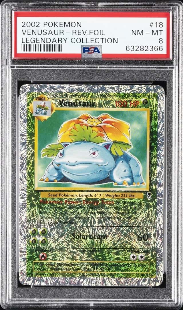 2002 POKEMON LEGENDARY COLLECTION #18 VENUSAUR-REVERSE FOIL PSA 8