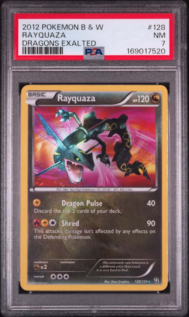 2012 POKEMON BLACK & WHITE DRAGONS EXALTED #128 RAYQUAZA PSA 7