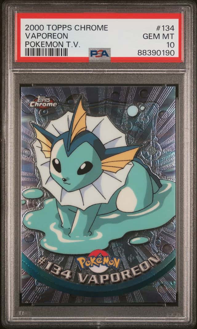2000 TOPPS CHROME POKEMON T.V. #134 VAPOREON PSA 10