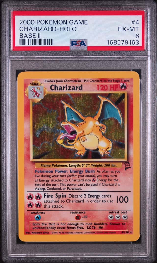 2000 POKEMON BASE SET 2 #4 CHARIZARD-HOLO PSA 6