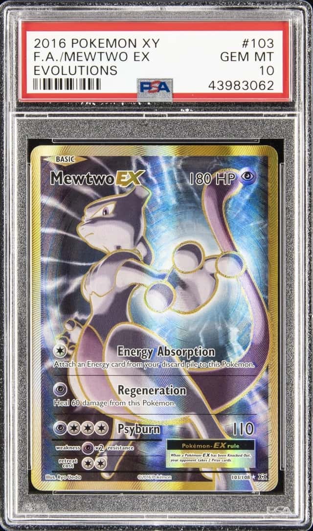 2016 POKEMON XY EVOLUTIONS #103 FULL ART/MEWTWO EX PSA 10