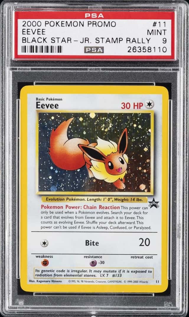 2000 POKEMON PROMO BLACK STAR POKEMON LEAGUE #11 EEVEE-HOLO PSA 9