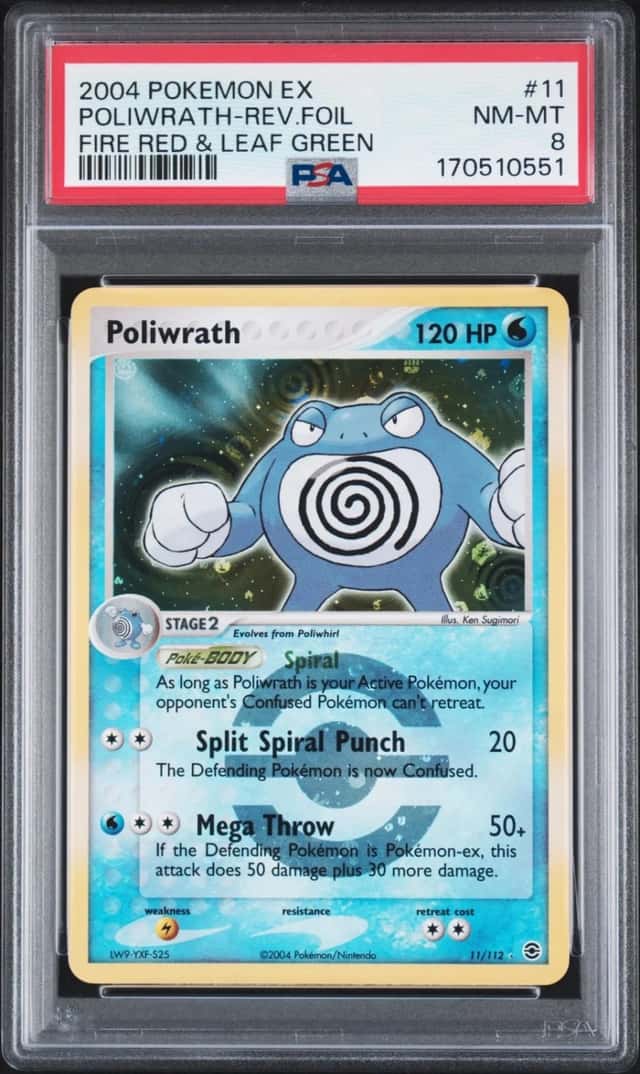 2004 Pokemon EX Fire Red & Leaf Green Poliwrath Reverse Foil PSA 8 #11