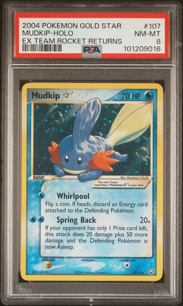 Pokemon Mudkip Gold Star Holo Team Rocket Returns 107/109 PSA 8