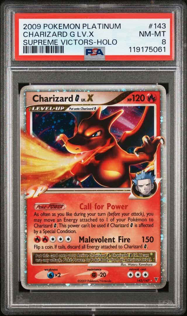 Pokemon 2009 Charizard G Lv.X Supreme Victors Holo 143/147 PSA 8 EN