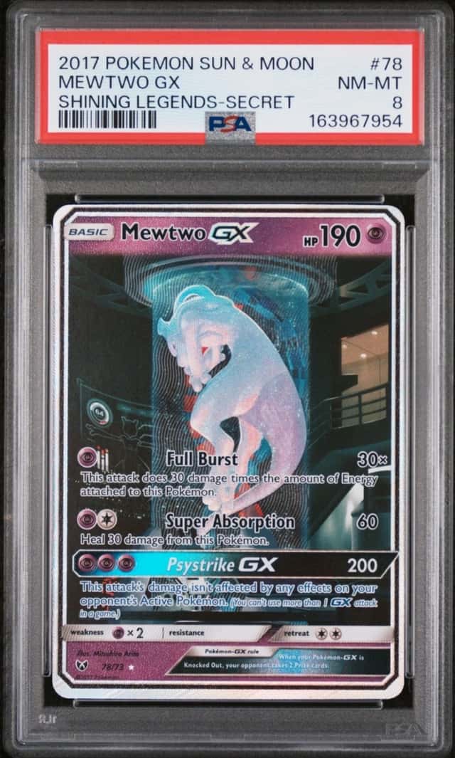 Pokemon Mewtwo Gx Shining Legends 78/73 Secret Rare PSA 8