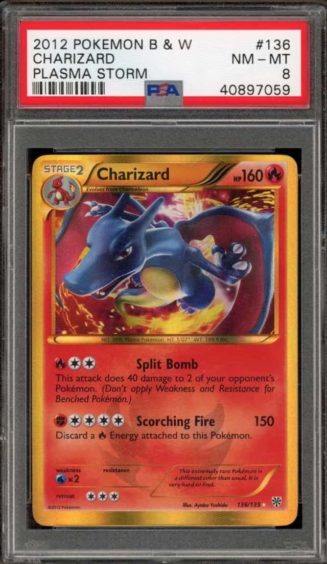 Pokemon Charizard Plasma Storm Holo Secret Rare 136/135 PSA 8