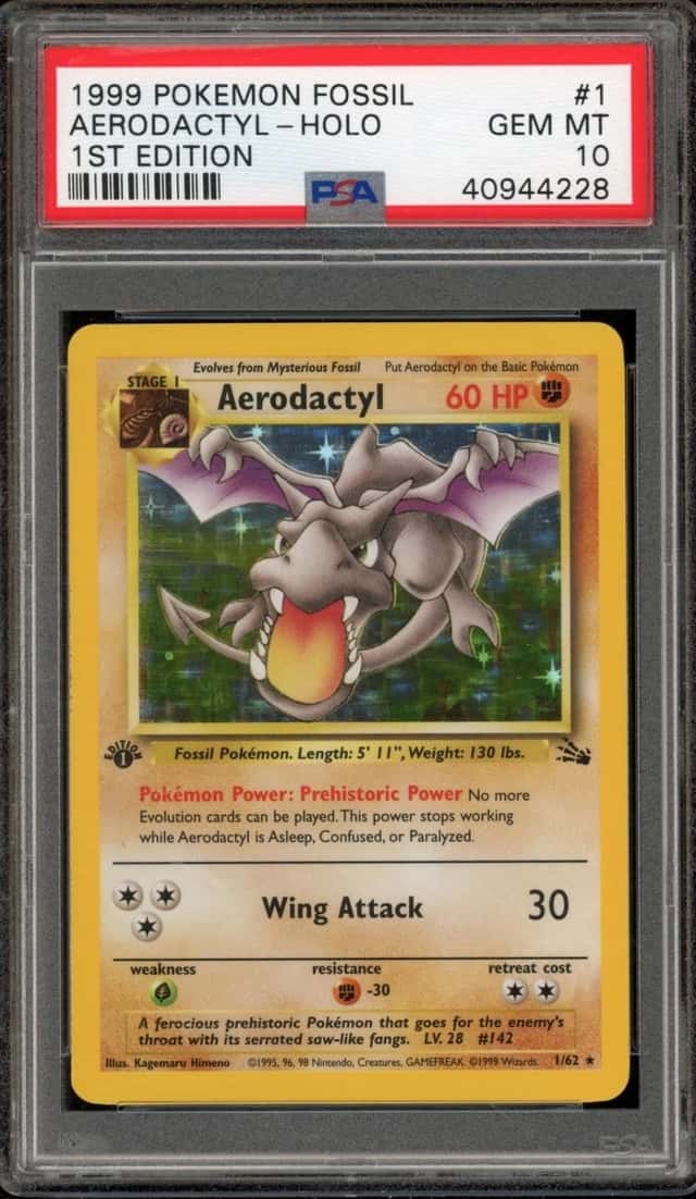 Pokemon Aerodactyl Holo Fossil 1/62 1st Edition PSA 10 Gem Mint