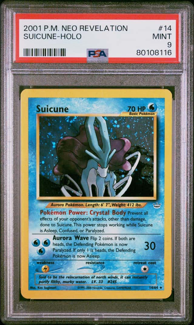 Pokemon Suicune Holo Neo Revelation Unlimited 14/64 PSA 9 Mint