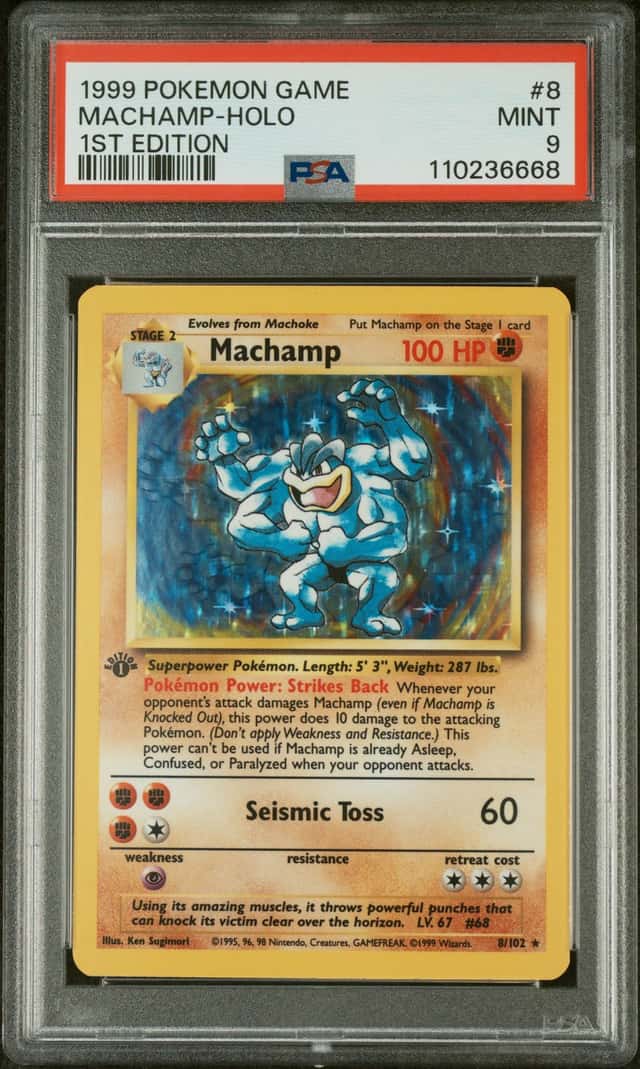 PSA 9 1999 Pokemon TCG Deck Exclusives Machamp 8/102 Holo 1st Ed WOTC