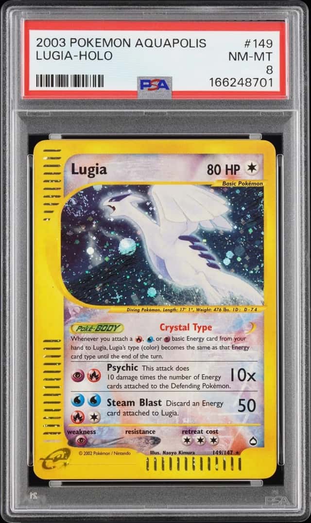 Pokemon Lugia Crystal Holo Aquapolis 149/147 PSA 8