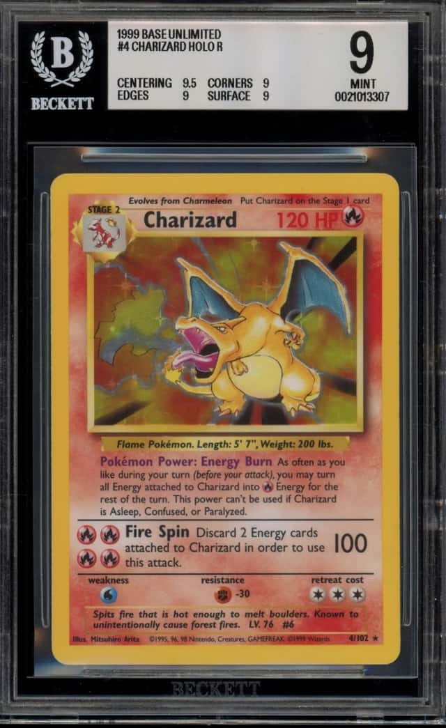 Pokemon Charizard Base Set Unlimited Holo 4 BGS 9 Mint