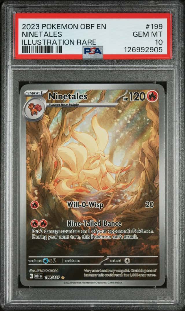 Ninetales 199/197 SV03 Obsidian Flames Illustration Rare Holo ENG 2023 PSA 10