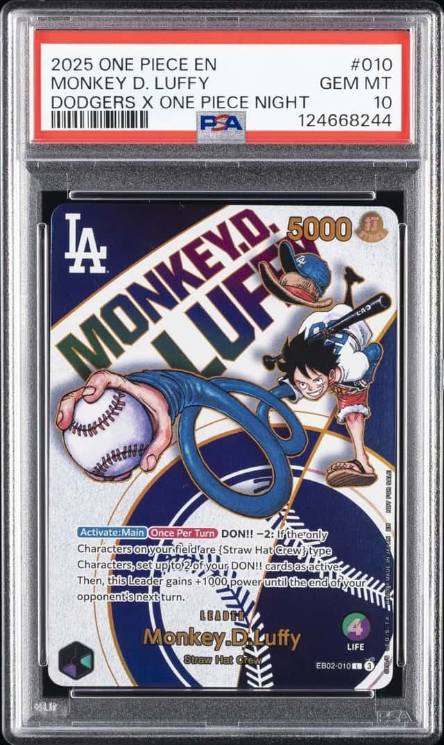 2025 ONE PIECE PROMOS DODGERS X ONE PIECE NIGHT  #010 MONKEY D. LUFFY PSA 10